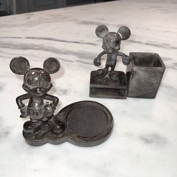 Vintage Disney Mickey Mouse Faux Marble Plastic Desk Set - Picture 1 of 9